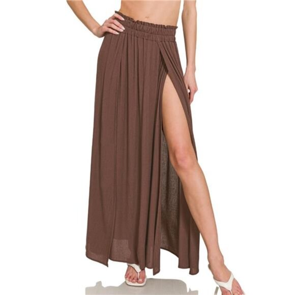 Zenana Woven Crinkle Gauze Long Skirts - Picture 1 of 5